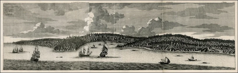 1698-bilde av Konstantinopel og Pera av Cornelis De Bruyn