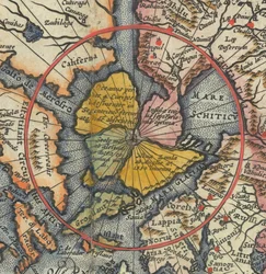 Detalj av verdenskart - Arktis med magnetisk øy som Nordpol