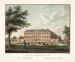 Utsikt over Amsterdam No.25. Het Werkhuis. La Maison de Force, 1825 (håndfarget gravering)