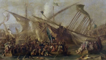 Boarding’, 1600-tallet, flamsk barokk, Olje på lerret, 47 cm x 84 cm, P01157