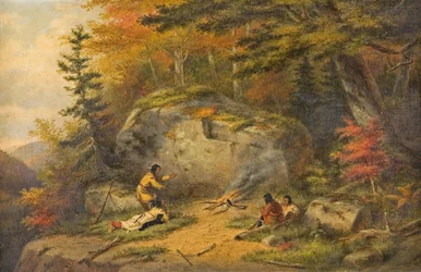 «Høst i Vest-Canada, Chippeway-indianere», oljemaleri av Cornelius Krieghoff, 1865