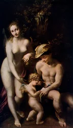 Venus med Merkur og Amor - Kjærlighetens skole, ca. 1525, 1912