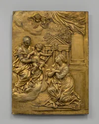 Jomfruen og barnet viser seg for Saint Martina, ca. 1650.