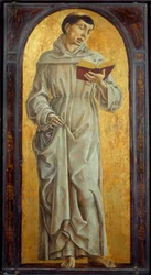 Sankt Antonius av Padua leser (san antonio di padova) Tremaleri av Cosme Tura (1430-1495) Søn. 0,71x0,31 m