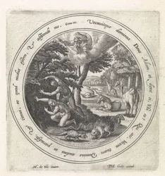 Adam og Eva gjemmer seg for Gud Historien om Adam og Eva (serietittel)
