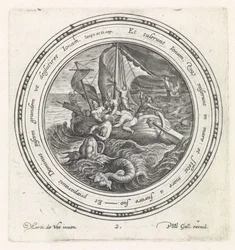 Jonah blir kastet over bord av sjømennene History of Jonah (serietittel)