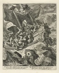Jonah blir kastet over bord av sjømennene History of Jonah (serietittel)