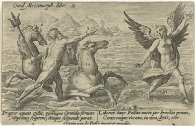 Neptun strekker seg etter Coronis Metamorphoses of Ovid (serietittel)