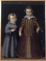 Portrett av Francis og Catherine de Medicis (Francesco et Caterina de Medici), barn av Ferdinand (olje på lerret)