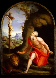 St. Jerome (olje på forsølvet kobber)