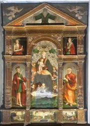 Kronet Madonna og barn med engler, Saint Paul, Saint Peter