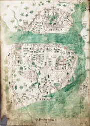 Et kart over Konstantinopel, ca. 1420 (vellum)