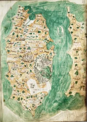 Et kart over Khios og tilstøtende fastland, ca. 1420 (vellum)