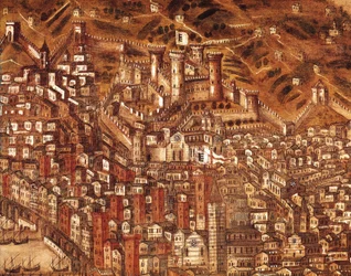 Utsikt over Genova og dets slott (detalj) 1597 (olje på lerret)