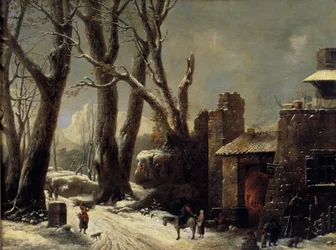 En første snø i Piemont-maleriet av Cesar Van Loo (1743-1821)