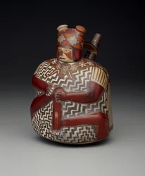 Fartøy som viser en såret kriger, tidlig mellomperiode, Nazca fase 7, ca. 500-600 (keramikk)