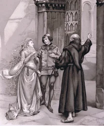 Gå inn Friar Laurence og Romeo, illustrasjon fra Romeo og Julie,