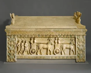 Kalksteinsarkofag: Amathus-sarkofagen, ca. 460 f.Kr. (hard kalkstein)