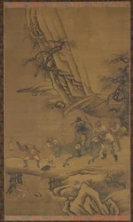 Zhong Kui og demoner som krysser en bro