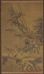 Zhong Kui og demoner som krysser en bro, 1400-tallet.