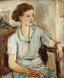 Portrett av en sittende jente, ca. 1925 (olje på lerret)