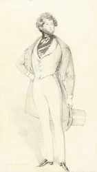 Portrett av grev d'Orsay, full lengde (blyant på papir)