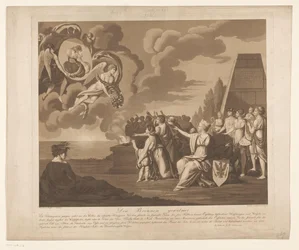 Allegori om ekteskapet (sannsynligvis) til Frederick William III av Preussen med Louise av Mecklenburg-Strelitz, 1793 Den Brennen gedemet (tittel på objekt)