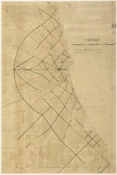 Plate 91 fra The Plan of Chicago, Chicago, Proposed Diagonal Arteries, 1909.