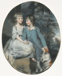 Cropley Ashley-Cooper (senere 6. jarl av Shaftesbury) med sin søster Mary Anne Ashley-Cooper, senere Lady Sturt av Crichel, ca. 1776 (pastell med svart og rød kritt og grafitt)