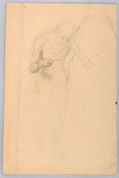 Tegning, stående skjeggete mann, 1852