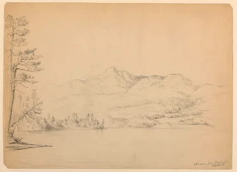 Tegning, Chocorua-fjellet fra Cara#39;s Pond, New Hampshire, 28. september 1854