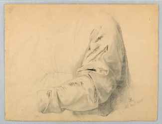 Tegning, draperistudie av overdel, 1. desember 1845
