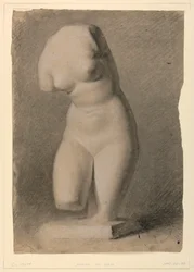 Tegning, kvinnelig torso fra plast, 1840