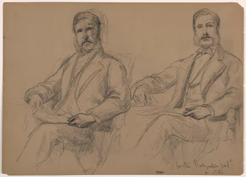 Tegning, Julius Hallgarten sittende, to studier; Verso: Mr. Hunt stående, 1884