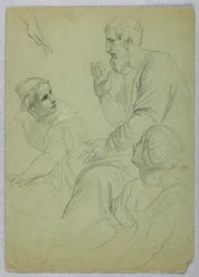 Tegning, Konge og to kvinner, Separ, ca. 1845