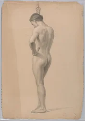Tegning, stående naken mann, november 1866