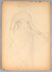 Tegning, skisse til et portrett av Bella Worsham, 1878