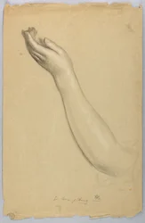 Tegning, studie til «Leksjon om nestekjærlighet», 1850