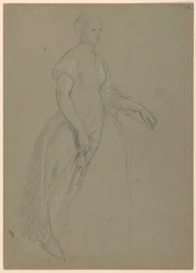Tegning, studie til «Martha Washington-mottakelsen», 1860