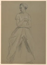 Tegning, studie til «Martha Washington-mottakelsen», 1860