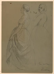 Tegning, studie til «Martha Washingtons mottakelse», 1860