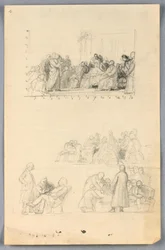 Tegning, studie for «Vitenskapelig gruppe», 1858