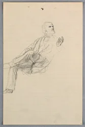 Tegning, studie for «Vitenskapelig gruppe», 1858