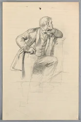 Tegning, studie for «Vitenskapelig gruppe», 1858