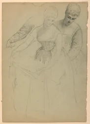 Tegning, Kvinne som står, atskilt, 1860