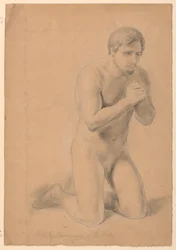 Naken mannlig figur, studie for "Communion of the Sick"