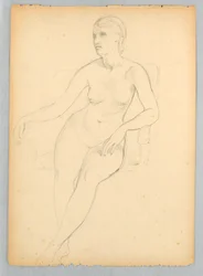 Sittende nakenstudie for portrett av Helen Hamersley