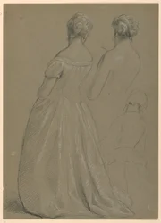 Studier av stående kvinne for "The Republican Court" (Lady Washingtons mottaksdag)