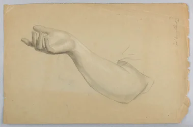 Studie av høyre hånd for "Lesson of Charity"