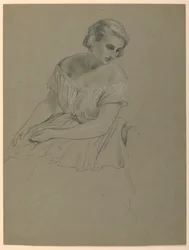 Studie av sittende kvinne for "The Republican Court" (Lady Washingtons mottaksdag)